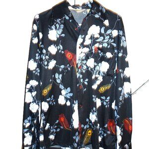 Vintage Lancer California Black Floral Disco Shirt M